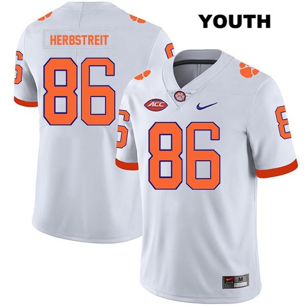 Youth Clemson Tigers #86 Tye Herbstreit Stitched White Legend Authentic Nike NCAA College Football Jersey AWU8646JN